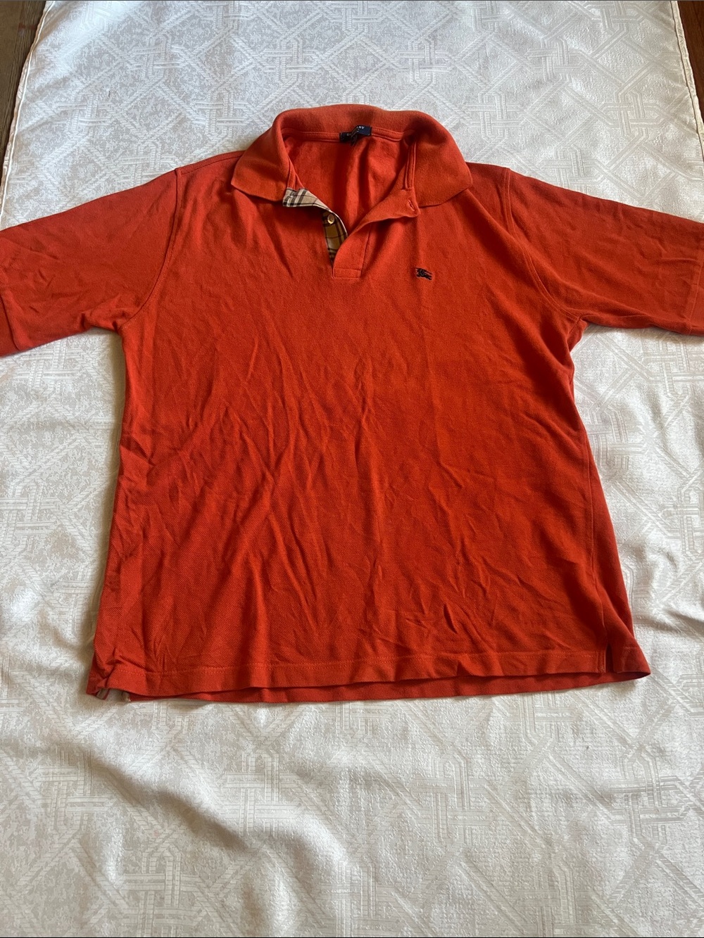 Burberry Orange Cotton Polo Shirt